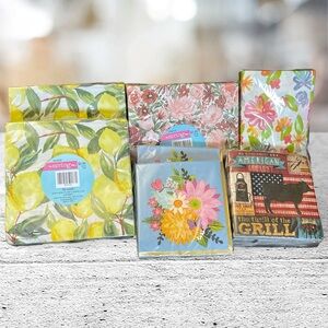 NIP 7 Packs of Various Designs and Sizes Cocktail Paper Napkins